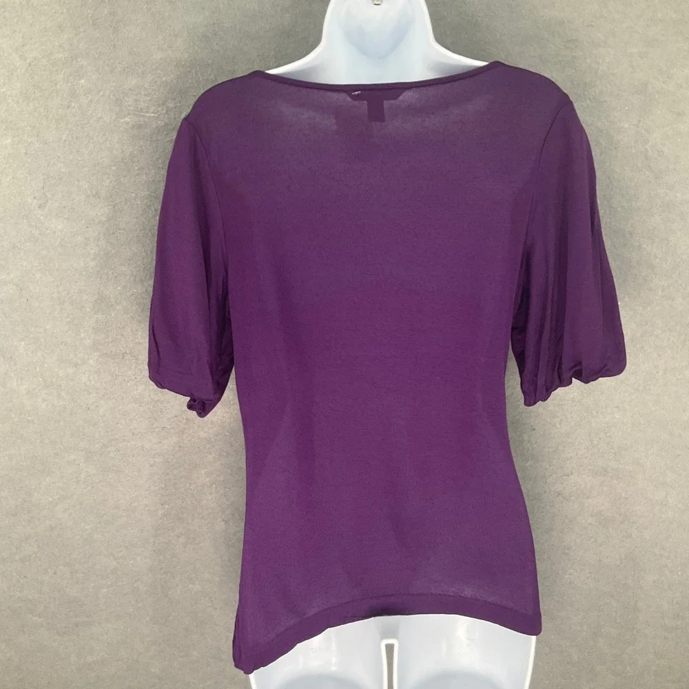 Banana Republic Top Sz‎ L Womens Purple Babydoll V Neck Fariy Romantic Feminine